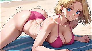 Blonde Bimbo at the Beach Anime Ai