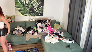 Hot Sexy Long Legs Big Tits Redhead Comes for a Fashion and Lingerie Try on Haul Turns Into Softcore Erotic No Panties Show