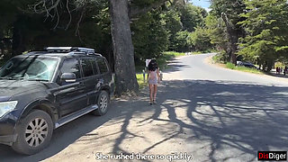Cumwalk Next to the Beach and Risky Sex in the Bushes
