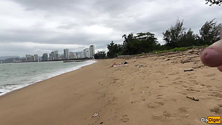 Babe Can I Cum on Your Tits? - Cock Flashing on the Beach