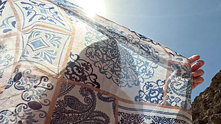 Nudist Girl Playing with Pussy and Tits on the Public Beach