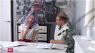 Mia Cheers - Two Cocks In A Skinny Purple Haired Teen