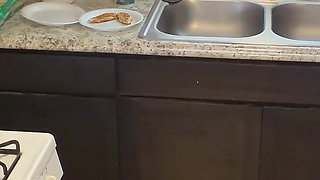 In the Kitchen Cooking and Preparing Food Booty Naked!