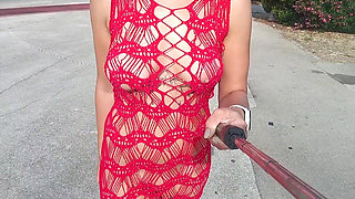 Lace Dress Flashing Tits and Pussy