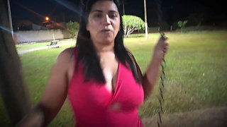 Nicoly Mattos Flashing Hairy Pussy and Big Tits in Square