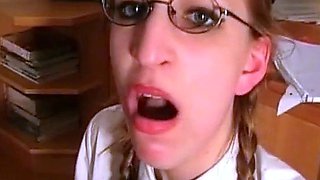 Redhead Secretary Gets Anal and Facial Reward