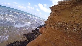 amateur couple fucking on public beach and cum on big tits