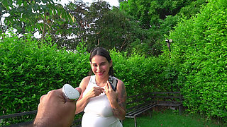 Challenge in a Park: Pregnant Girl Agrees to Use an Anal Plug