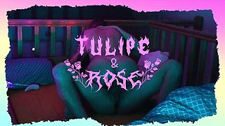 Hot French amateur couple Tulip & Rose fuck hard in bed - big tits nurse fantasy!