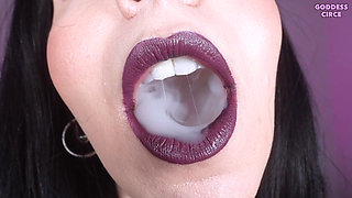 Wanker, Inhale My Divine Smoke - Close-up of My Mouth and Dark Purple Lipstick