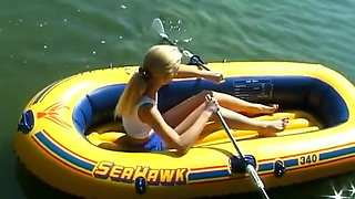 Debbie Masturbating in a Rubber Boat