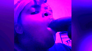 Chubby Ebony Sucking Dildo