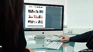 Sexy Ebony Babe Sade Rose Is a Hot Secretary Who Fucks Her Boss and Gets Her Pussy Covered in Cum