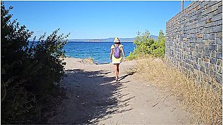 Up Dress No Panties At Crowded Public Beach # Natural Girl Close Up Public Pee