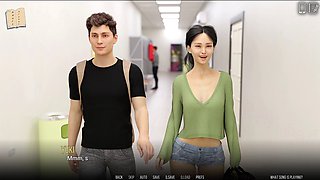 Sexy brunette with huge tits shows off in this adult visual novel