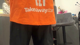 18 Year Old Italian Webcam Star Blonde Pays the Delivery Guy with Sex and a Cumshot in Her Mouth