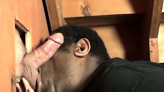 Black Guy Swallows White Cum at Glory Hole