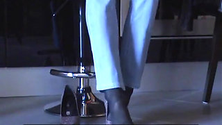 Shoeplay in Black Pantyhose and Pink Pumps