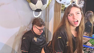 Sweaty amateur sex: My stepbrother fucks me after playing football.