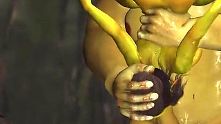 Green monster Ogre fucks hard a horny female goblin Arwen in the enchanted forest
