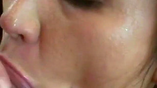 Enjoying this amazing fuck with my sexy brunette girlfriend with perfect tits as she licks and sucks my cock