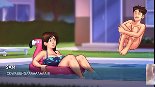 Big boobed MILF Step-Mom was surprised!! I fucked her in the swimming pool.