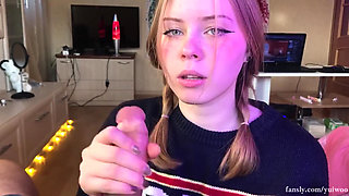 Student girl gently sucks and loves cum