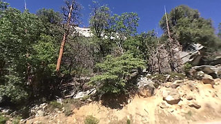 Hot couple ride motorcycle up mountain to fuck!