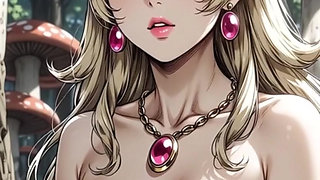 87. Princess peach topless sexy pose (Ai animation)