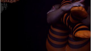 Joi Halloween Pantyhose Stripes In The Dark - Pantyhose Feet Joi - Nylon Foot Joi - Misha Mystique