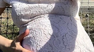 Pregnant Russian Babe Plays on Football Court