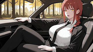 Makima Fucks in the Car on Her Way to Work! Chainsaw Man Uncensored Hentai Ai-generated