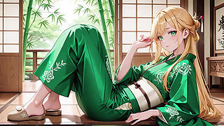 Lazy Japanese Corridor Morning, She Breathes Heavy Touching Her Chest with a Hazy Gaze Waiting for Your Touch