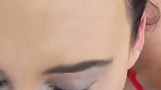 Stripper Brunette Austin Lynn POV Blowjob Deepthroat and Cum Swallow