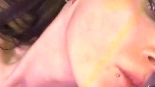 Redhead Slut & Brunette Suck Cock in Wild Bukkake