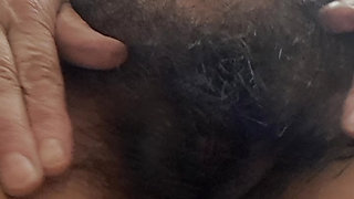 MILF with her hairy, fat pussy on display
