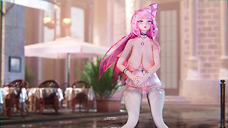 [mmd] Lingyuan - Comfortable Thing Milk Chain Tight Miniskirt White Silk Leg Rings