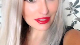 Tall blonde femdom strapon masturbation