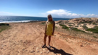 Blonde Teen Pees Twice by the Sea!