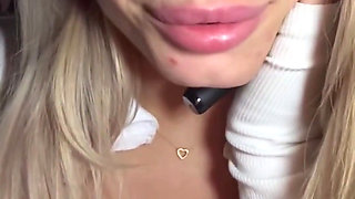 Italian Webcam Star Blonde 18 Squirts in the Car Thinking About Her Stepsons Friends Cock