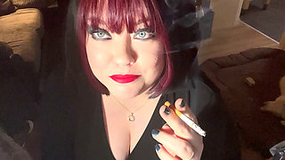 British Tart Tina Snua Tugs on Her Perky Nipples & Chain Smokes 2 Cigarettes - Big Tits BBW Satisfies Yr Smoking Fetish