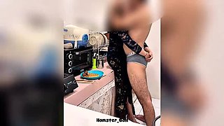 Asian MILF Maid Almost Caught Cheating with Big Cock in Kitchen