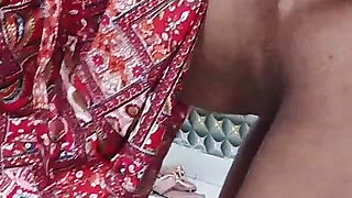 Real Indian Couple Hot Sex in Red Dress - Blowjob, Deepthroat, Missionary & Doggy with Cum on Breasts