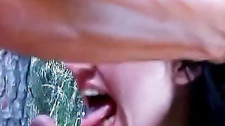 Horny skinny teen Vladana in an outdoor threesome with big cocks