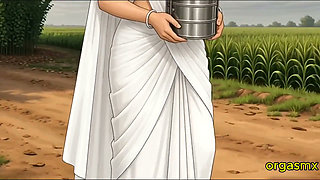 Desi Kamini Bhabhi with Farmer's Stepbrother in Field Hut