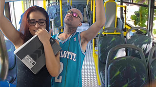 Pervert penetrates college student from behind on bus in public!