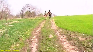 Big black dick destroyed her cunt outdoor
