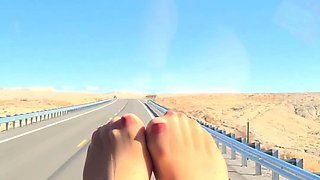 Flexible foot fetish masturbating with feet and hands
