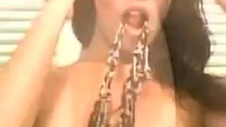 Beautiful and hot brunette moaning and enjoying giving her pussy and very tasty spit: Porn