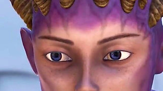 Bald head slave girl fucked by Hell princess in the cave on the exoplanet